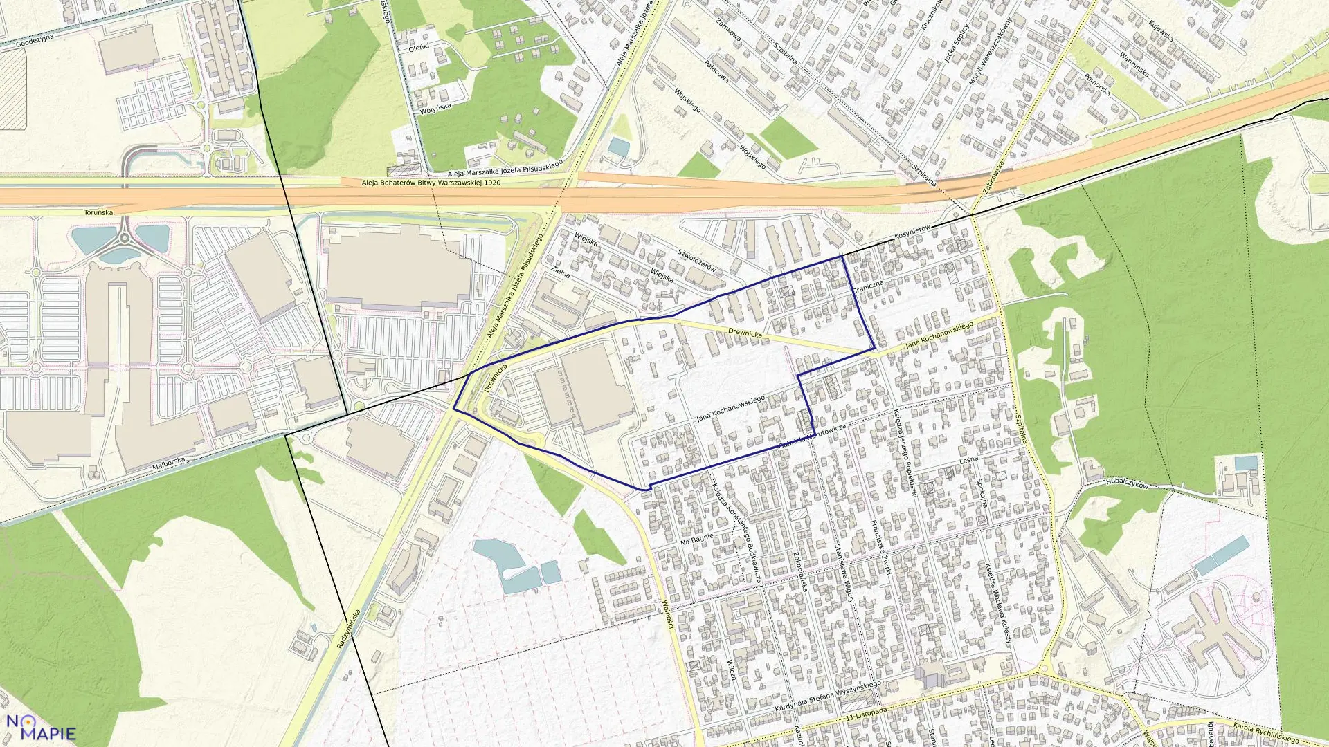 Mapa obrębu 01-02 w mieście Ząbki