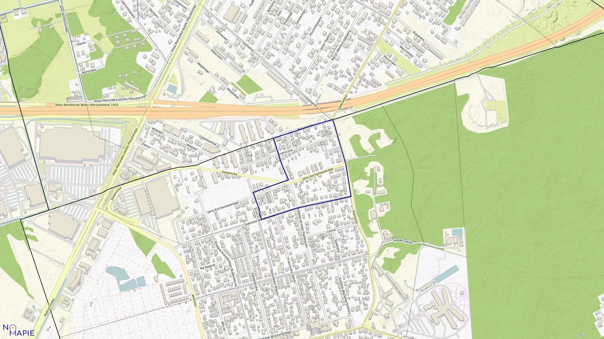 Mapa obrębu 01-03 w mieście Ząbki