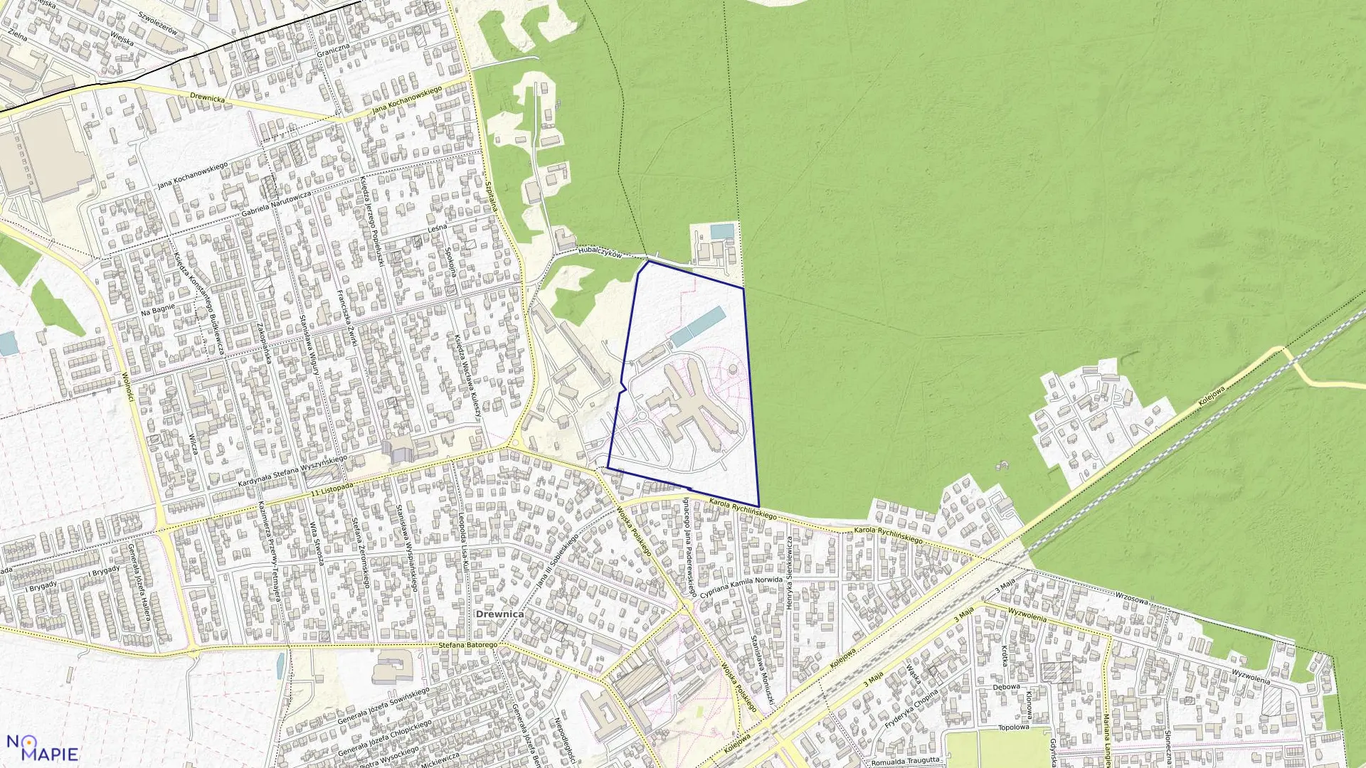 Mapa obrębu 01-12 w mieście Ząbki