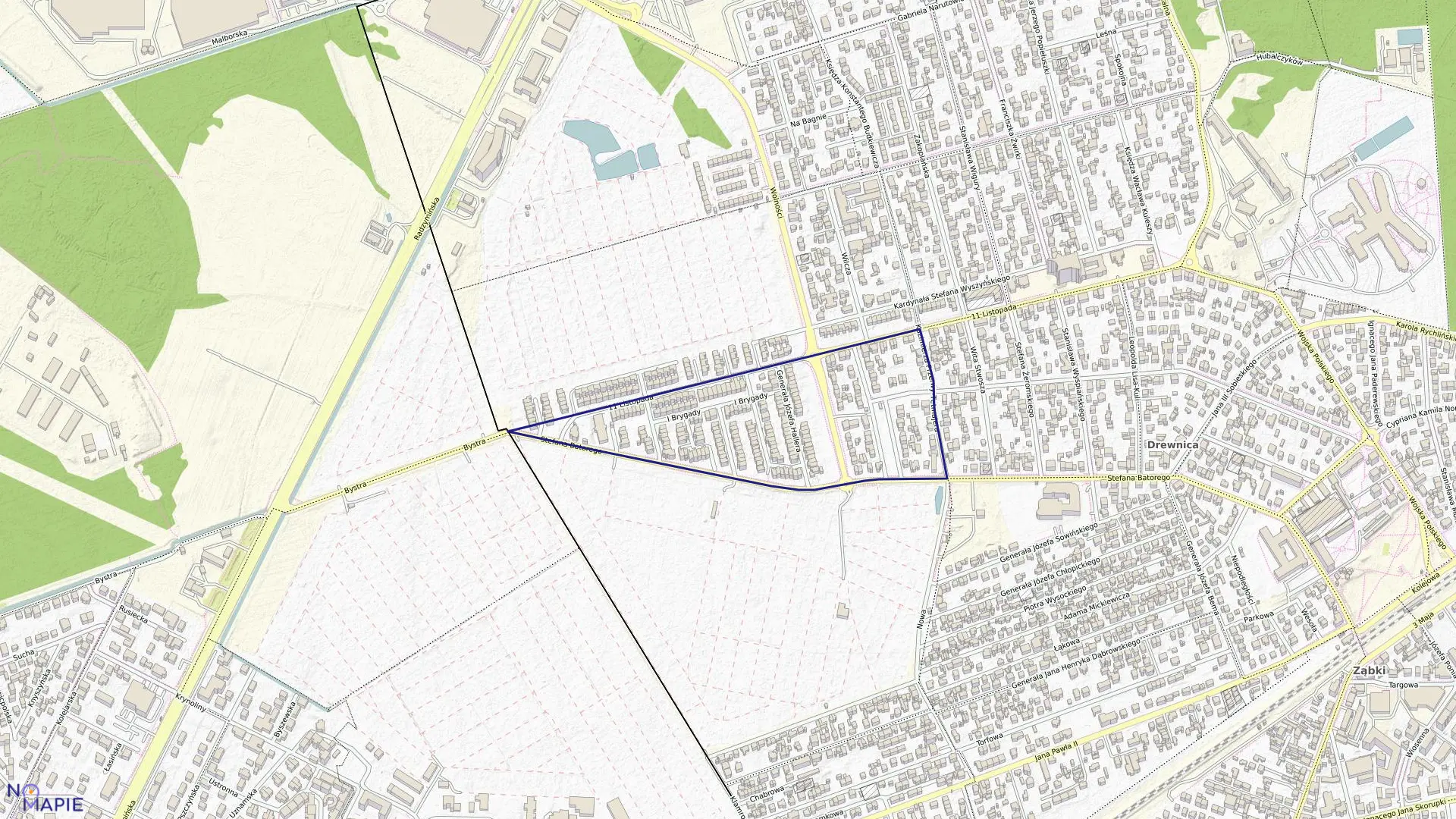 Mapa obrębu 01-13 w mieście Ząbki