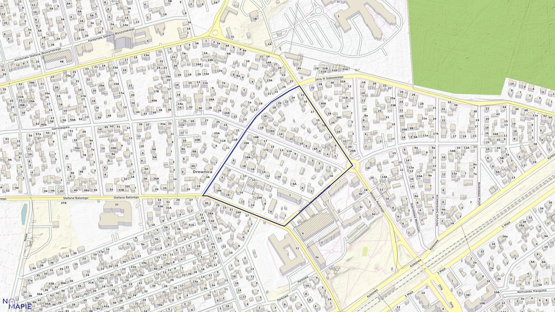 Mapa obrębu 01-16 w mieście Ząbki