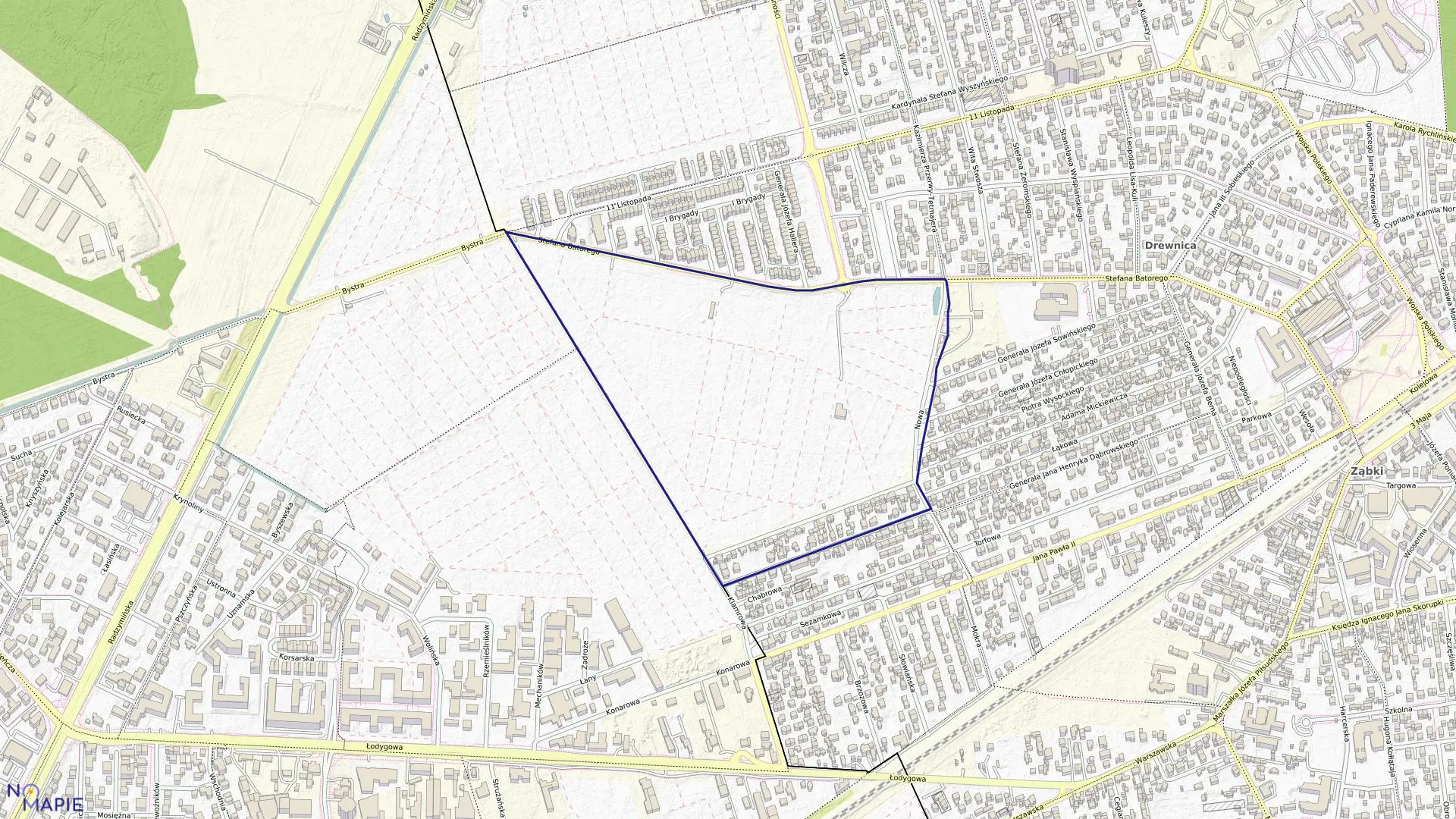 Mapa obrębu 01-17 w mieście Ząbki