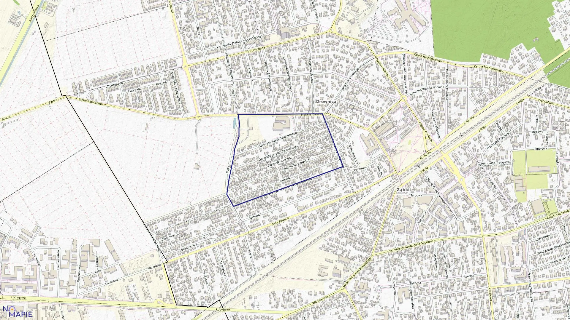 Mapa obrębu 01-18 w mieście Ząbki