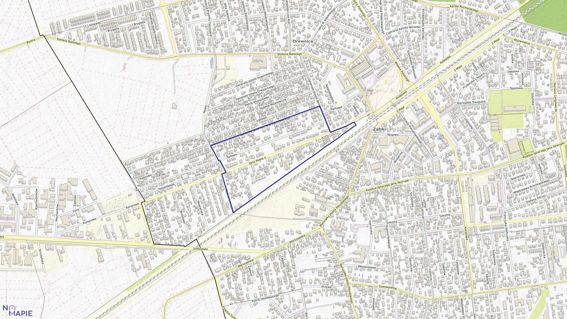 Mapa obrębu 01-23 w mieście Ząbki