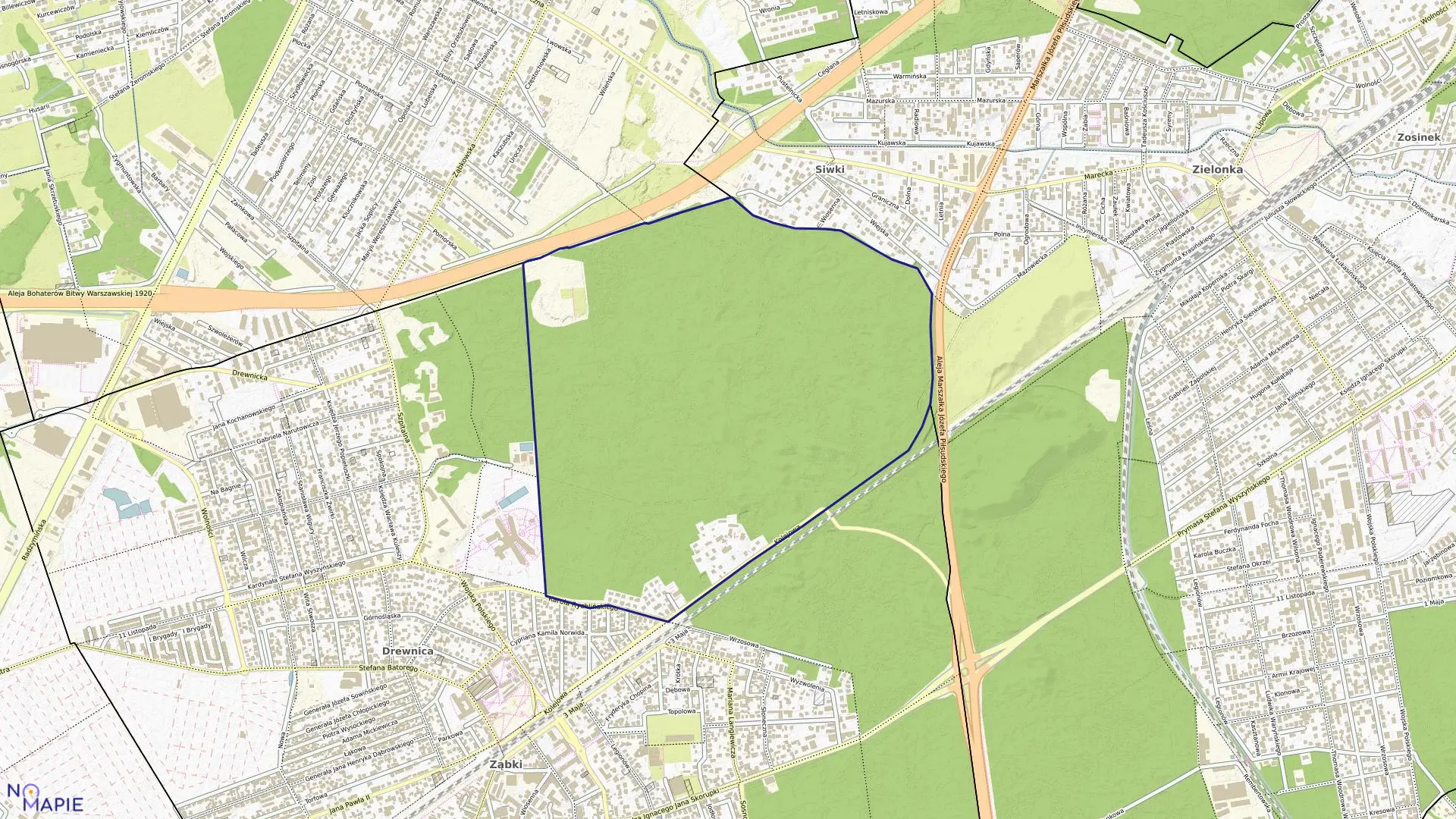 Mapa obrębu 02-01 w mieście Ząbki