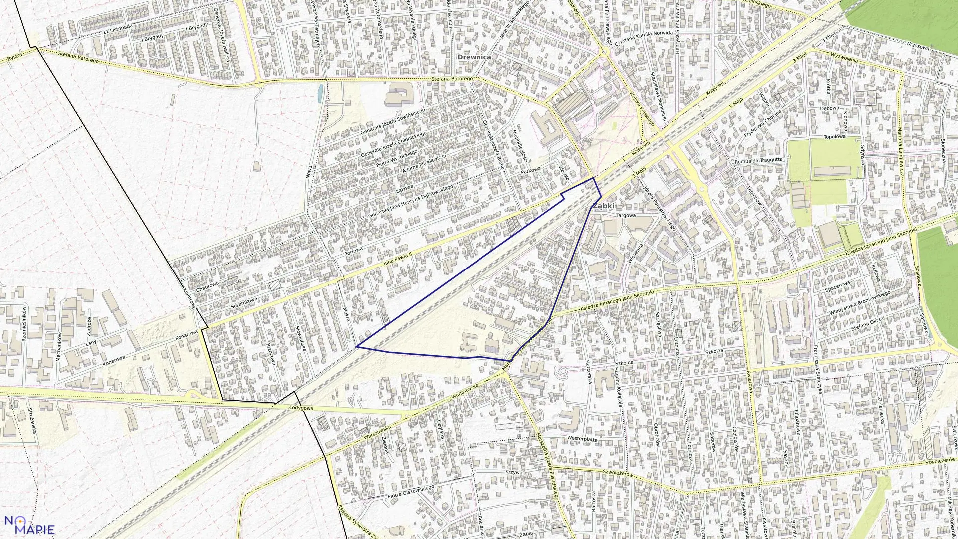 Mapa obrębu 03-02 w mieście Ząbki