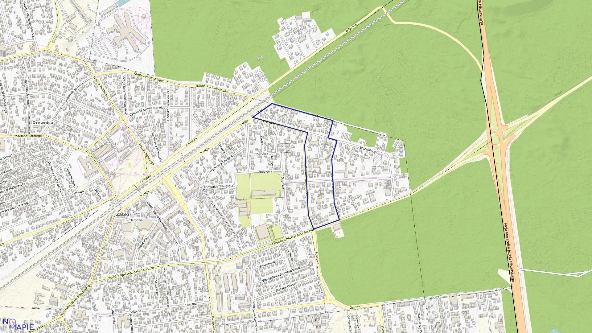 Mapa obrębu 03-07 w mieście Ząbki