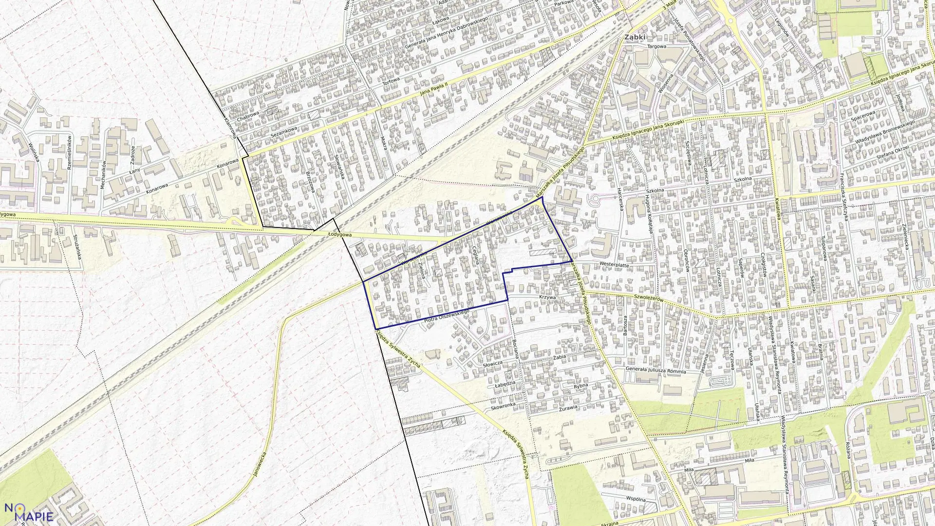 Mapa obrębu 03-10 w mieście Ząbki