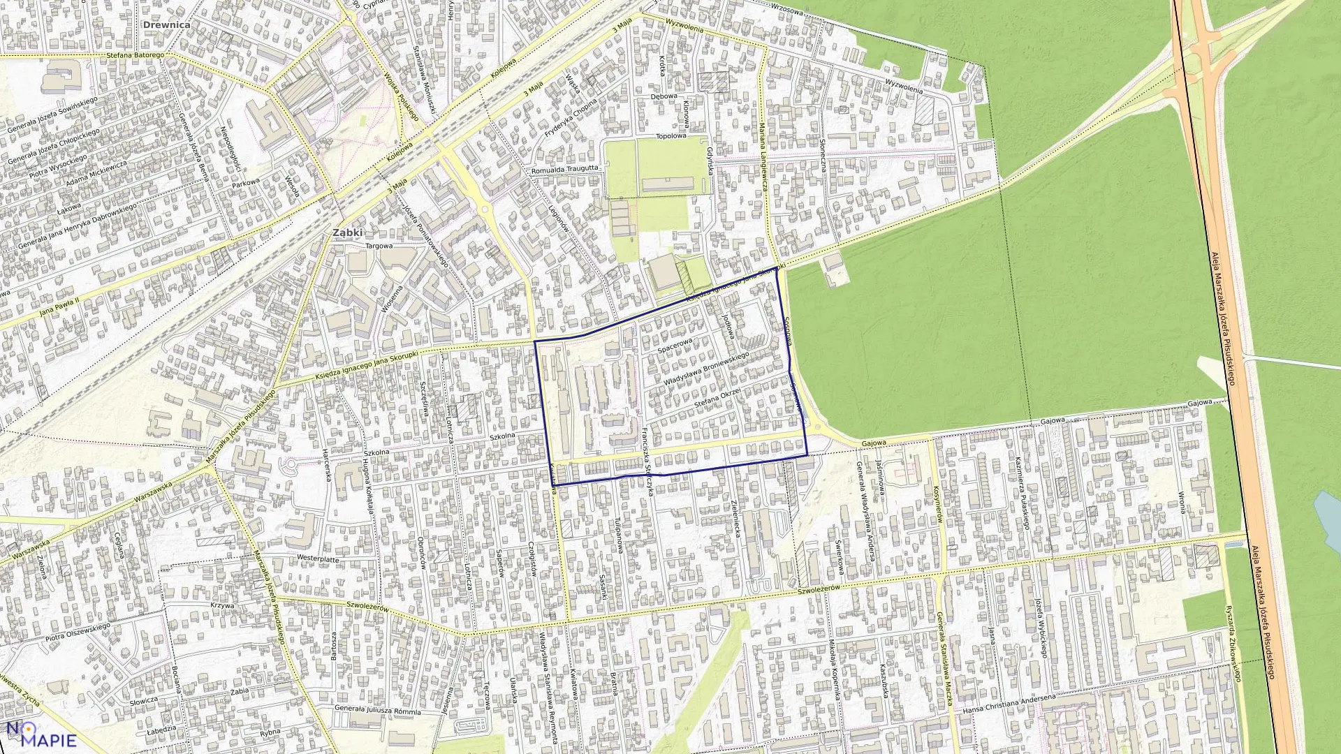 Mapa obrębu 03-14 w mieście Ząbki