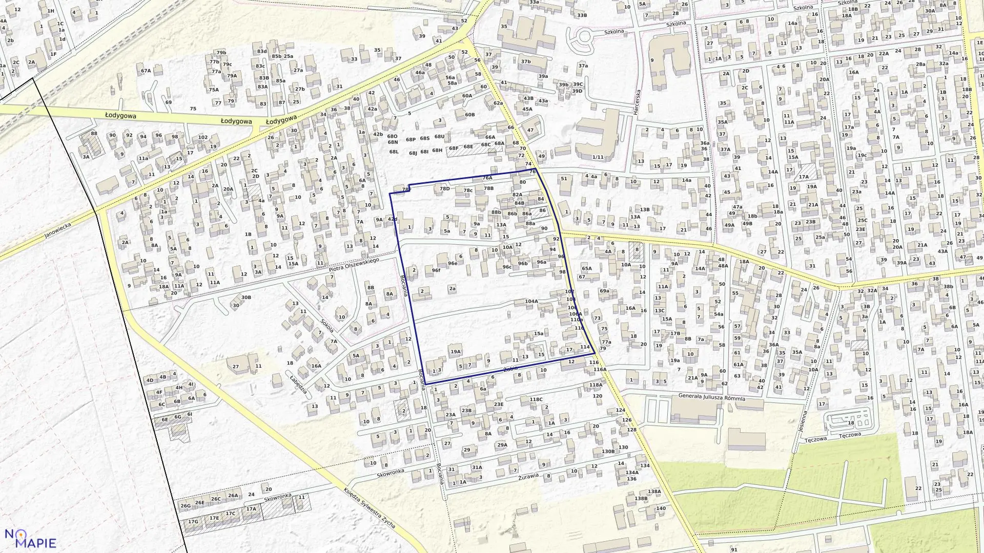 Mapa obrębu 03-22 w mieście Ząbki