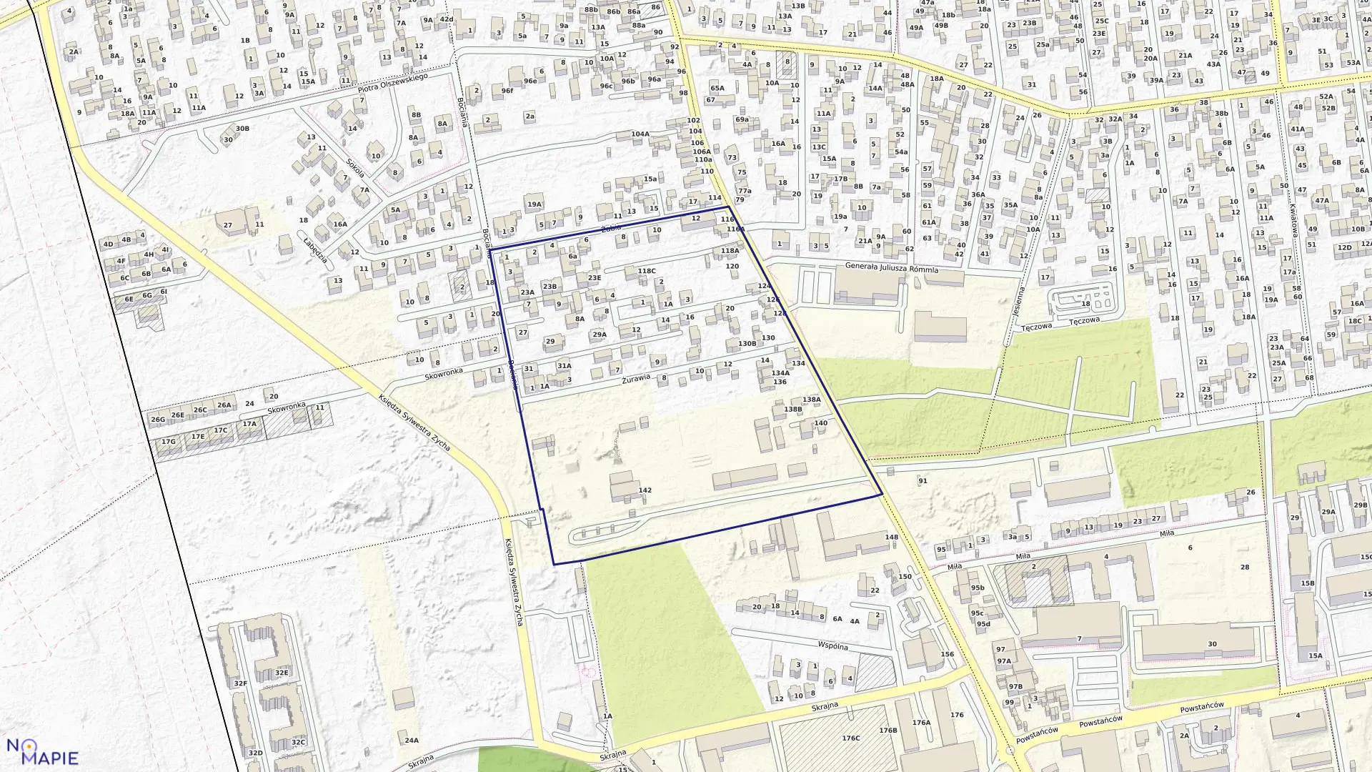 Mapa obrębu 03-23 w mieście Ząbki