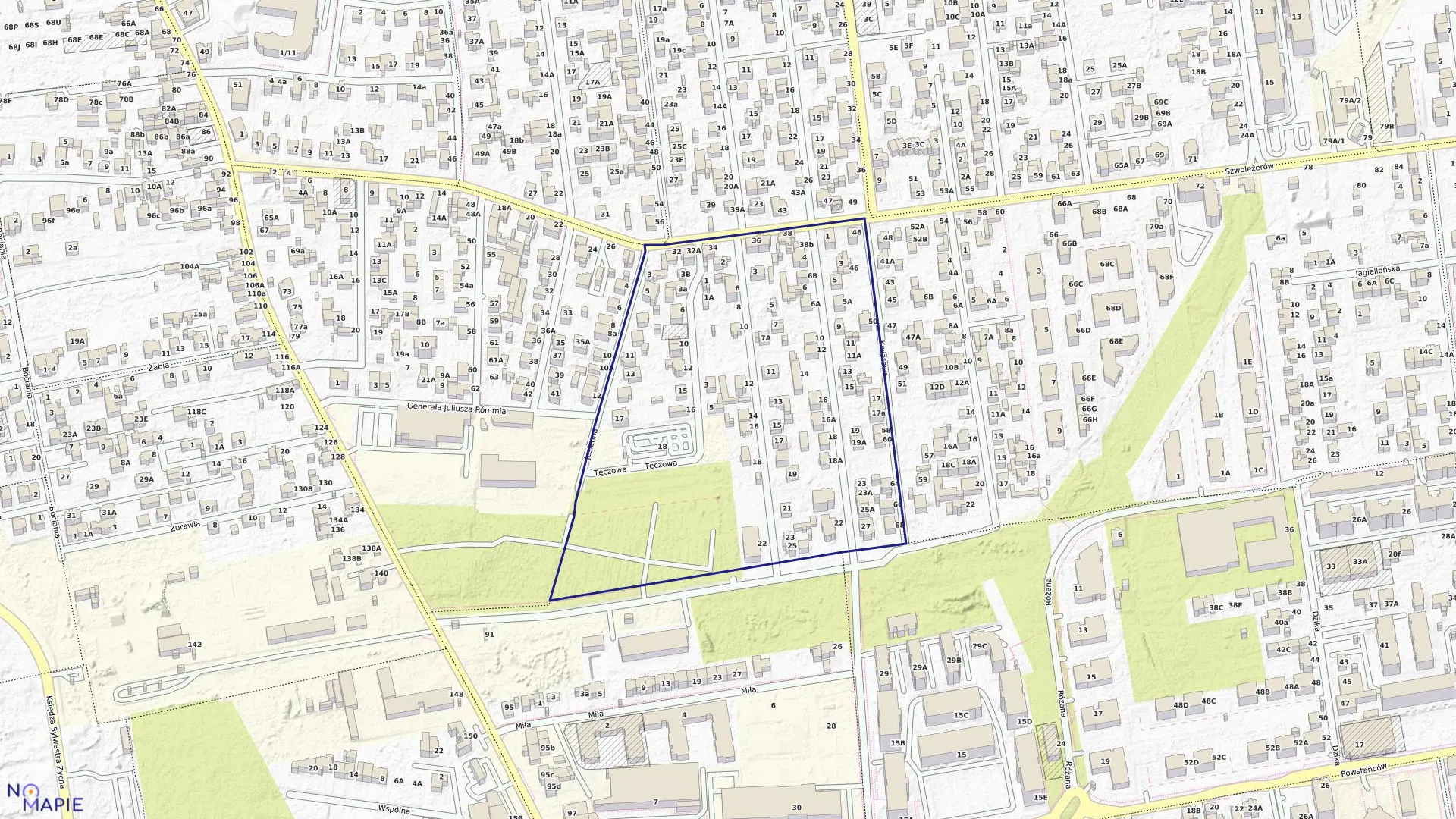 Mapa obrębu 03-25 w mieście Ząbki