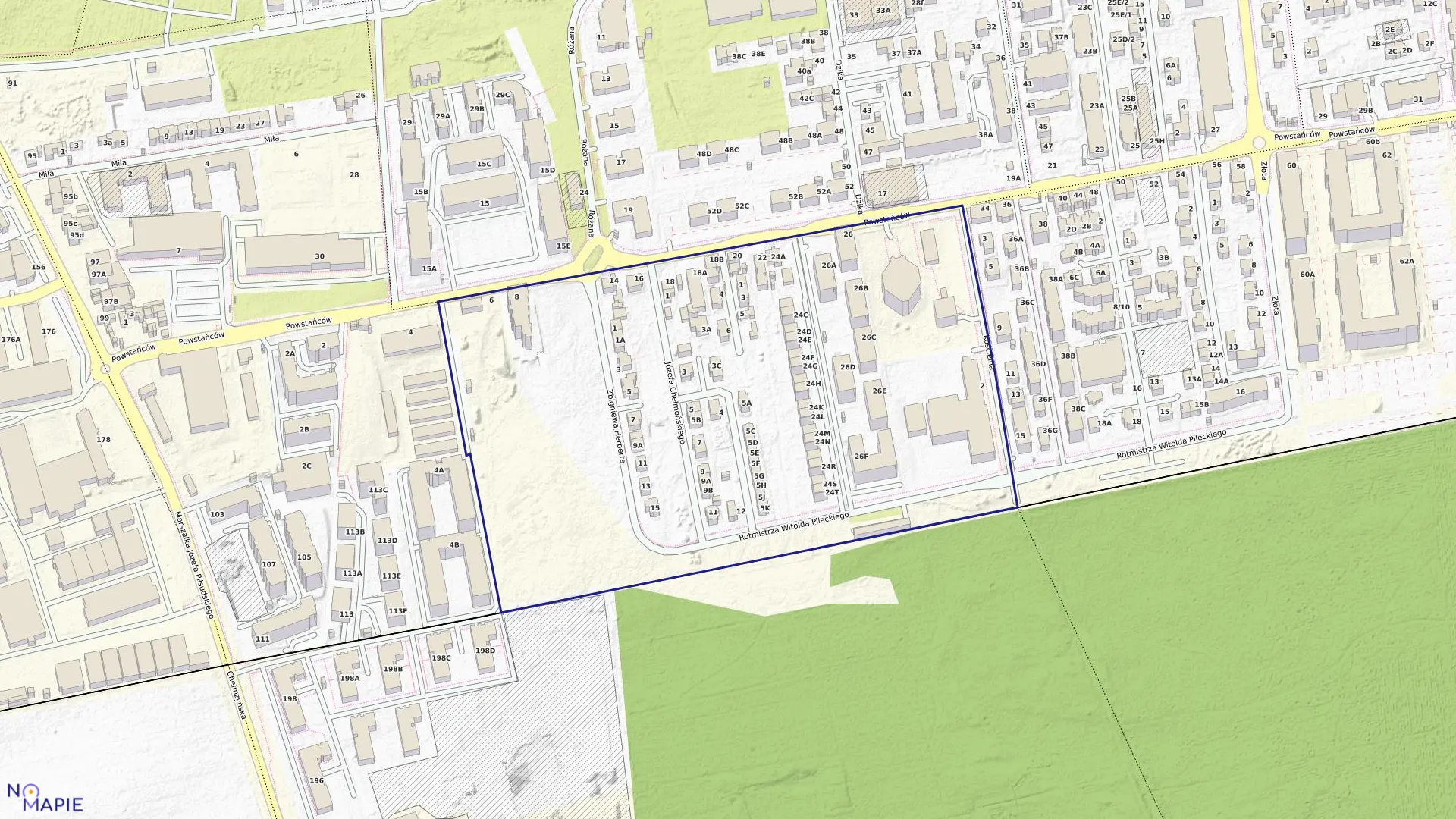 Mapa obrębu 03-33 w mieście Ząbki